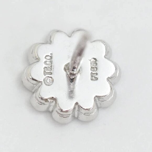 Tiffany & Co. Diamond Rose Flower Stud Earrings Platinum PT950 Auth w/Box #22400